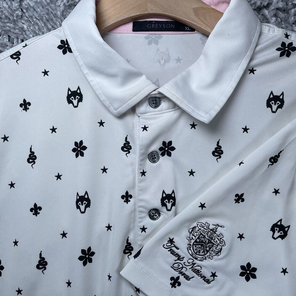 Greyson X Trump National Doral Polo Shirt Men’s XL Animal Print Stretch White